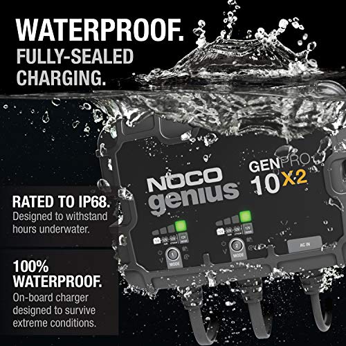 NOCO Genius GENPRO10X2 2-Bank 20A Onboard Battery Charger for Marine Lead-Acid & Lithium Batteries F5742
