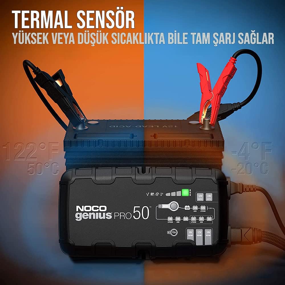 NOCO GENIUSPRO50 50-Amp Smart Battery Charger, 6V 12V 24V Q797