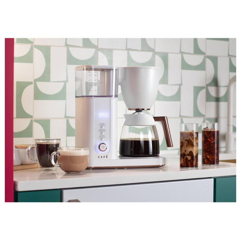 10 Cup Matte White Drip Coffee Maker with Glass Carafe W972947