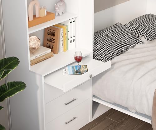 Full Size Murphy Bed with Drawers, Cabinets and USB Ports, Gray D589081