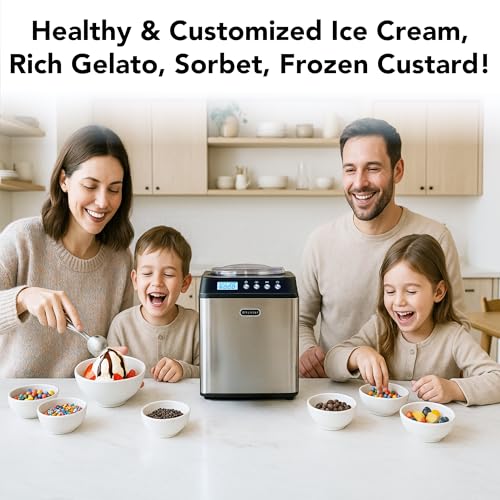 Whynter Ice Cream Maker 2.1 Qt Automatic with Built-In Compressor, Stainless Steel J810