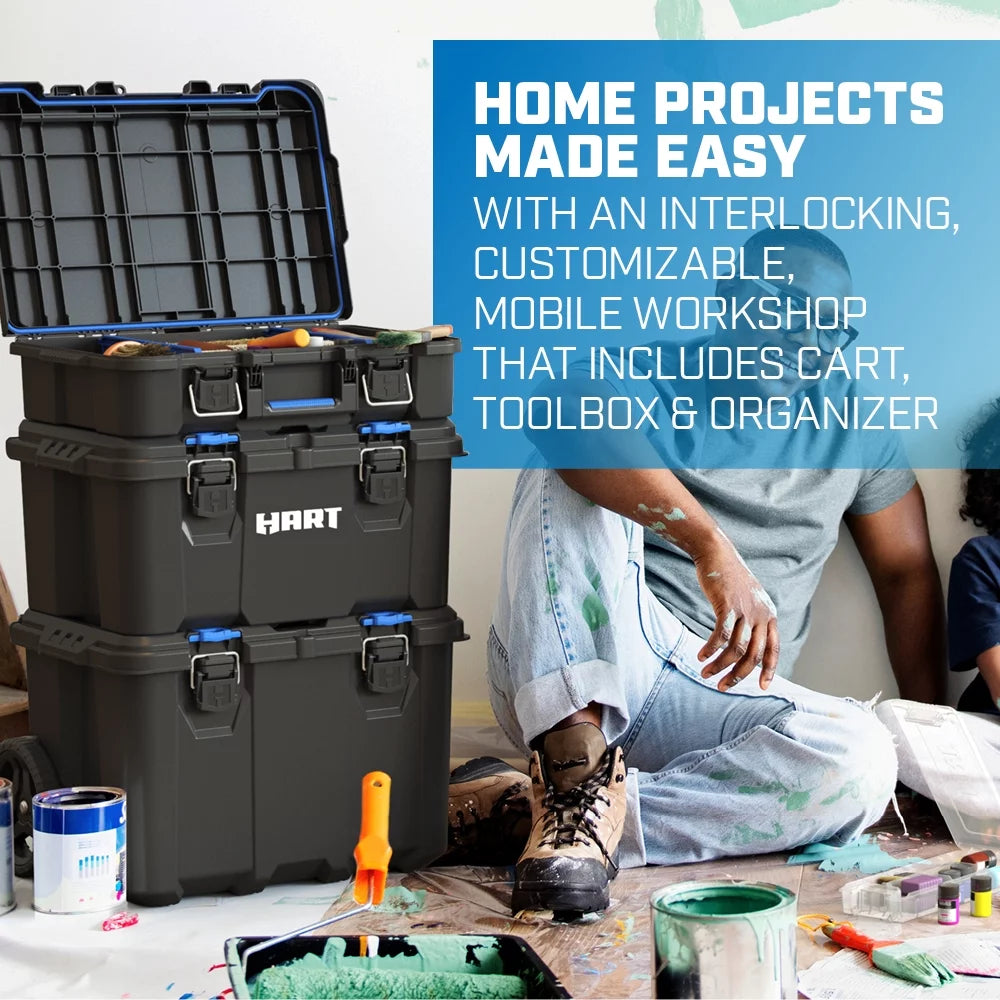 HART Stack System 3-Piece Modular Plastic Mobile Toolbox I3695