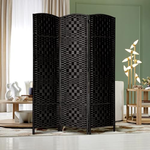 Rose Home Fashion 6 ft Tall Room Divider 4 Panel Folding Privacy Screen, Dark Coffee C8634