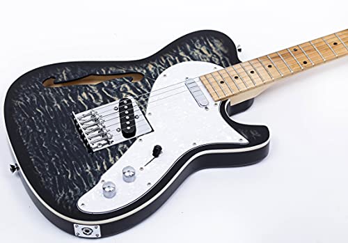 Grote Electric Guitar Semi-Hollow Body Tele Style Basswood Maple Neck Chrome Hardware Blue X47636