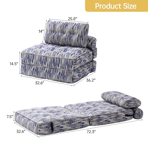 Folding Sofa Bed Convertible Sleeper Chair with Pillow, Grey L546