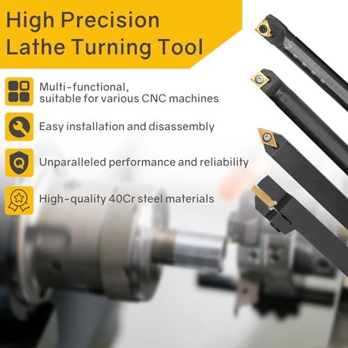 Indexable Lathe Turning Tool 21Pcs Kit 3/8'' 10mm Shank with Carbide Inserts Z5376