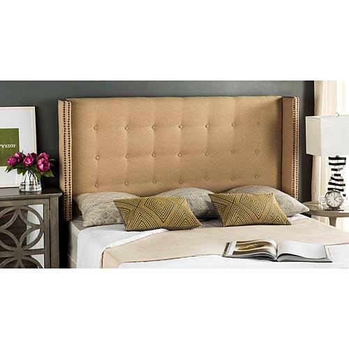 Safavieh Keegan Linen Tufted Winged Headboard Navy Queen A209358