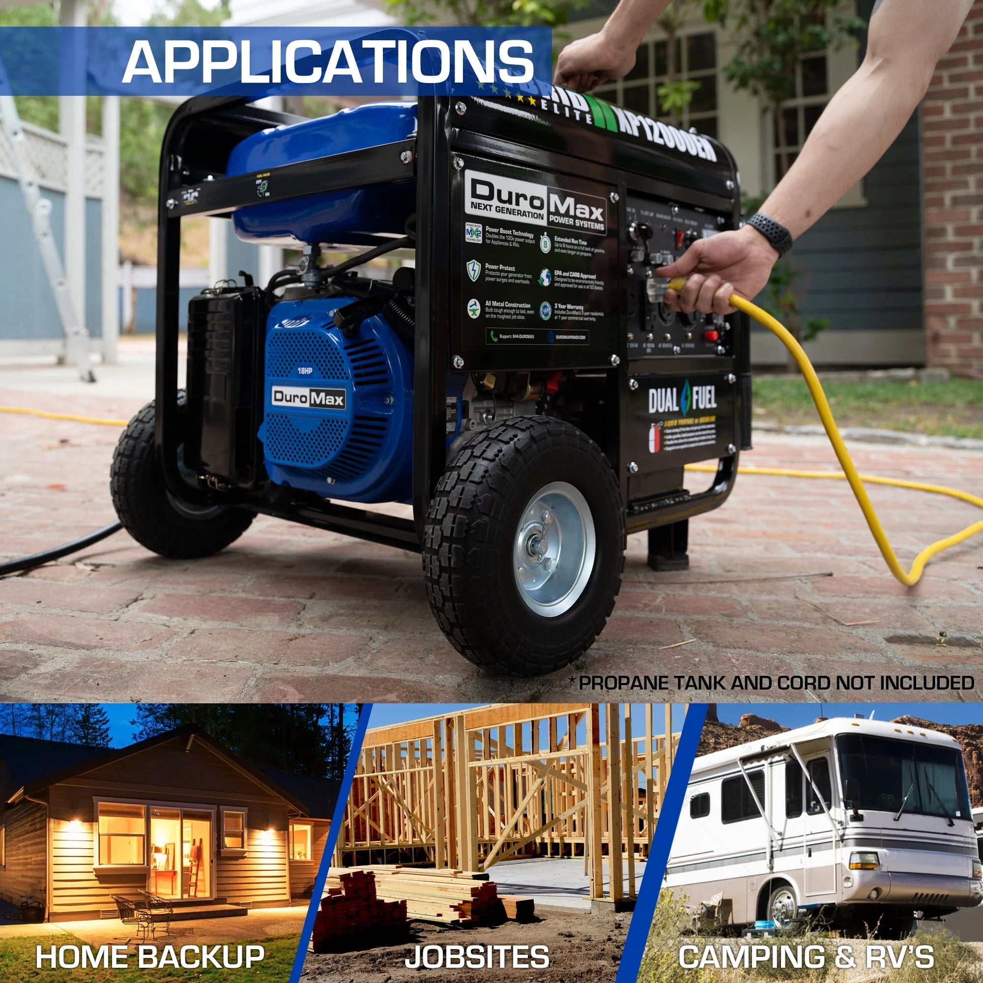 DuroMax XP12000EH 12,000 Watt Dual Fuel Portable Generator C847