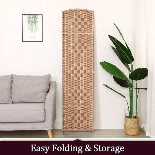 Rose Home Fashion 6 ft Tall Room Divider 4 Panel Folding Privacy Screen, Dark Coffee C8634