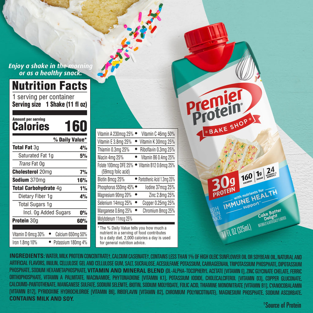 Premier Protein Shake, Café Latte, 30g Protein, 11 fl oz, 12 Ct P131720