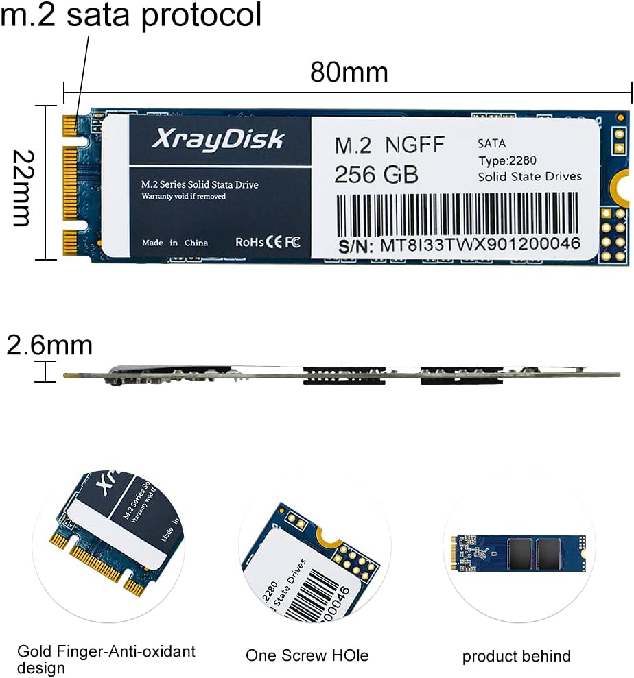 XrayDisk 1TB M.2 SATA III Internal Solid State Drive (Pack of 2) D472