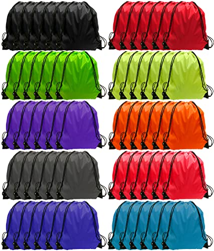 GoodtoU 40 Pack Drawstring Backpacks Waterproof Nylon Cinch Bags for School Gym N792