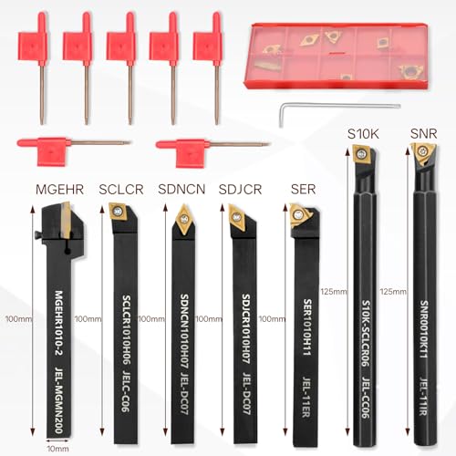 Indexable Lathe Turning Tool 21Pcs Kit 3/8'' 10mm Shank with Carbide Inserts Z5376