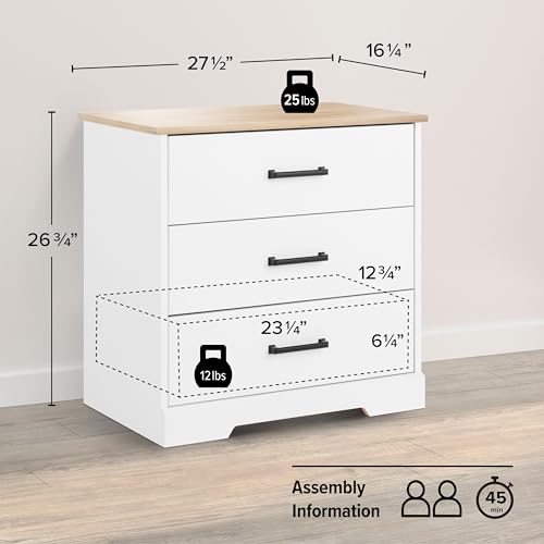Prepac Sonoma Tall Nightstand with 3 Drawers, Black Q28004
