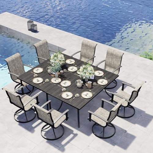 7-Piece Patio Dining Set for 6 with Swivel Chairs and Rectangular Table P2318