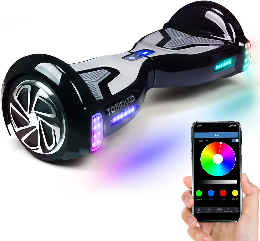 TOMOLOO Hoverboard with Bluetooth Speaker and LED Lights for Kids and Adults 6.5" Wheel Self-Balancing Scooter UL2272 Certified