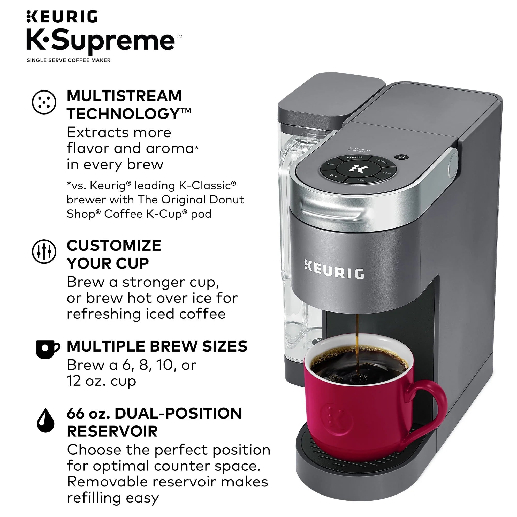 Keurig® K-Supreme Single Serve K-Cup Pod Coffee Maker, Gray N1912
