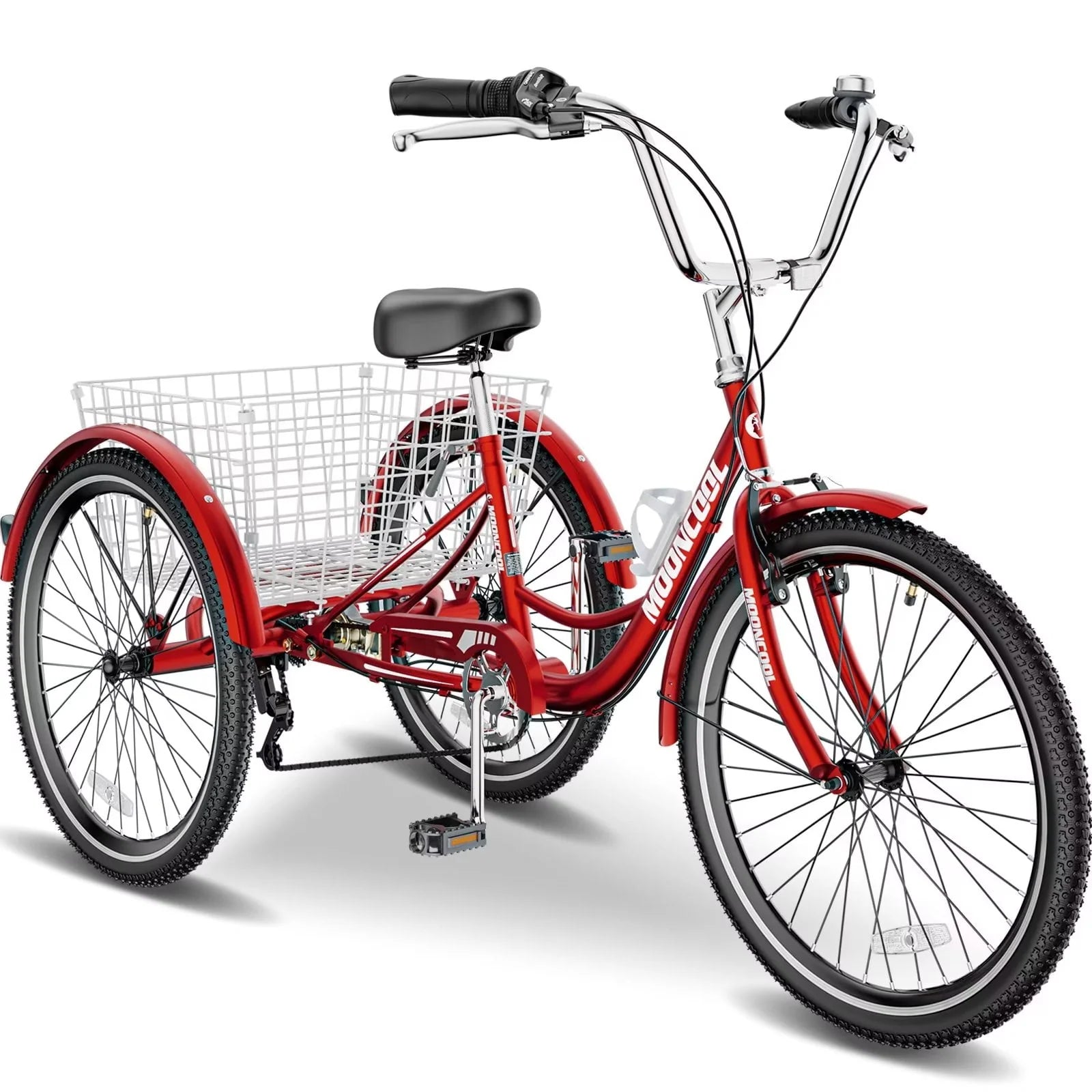 FICISOG 26 Adult Tricycle, 3 Wheel 7 Speed, 450lbs Capacity with Basket X547