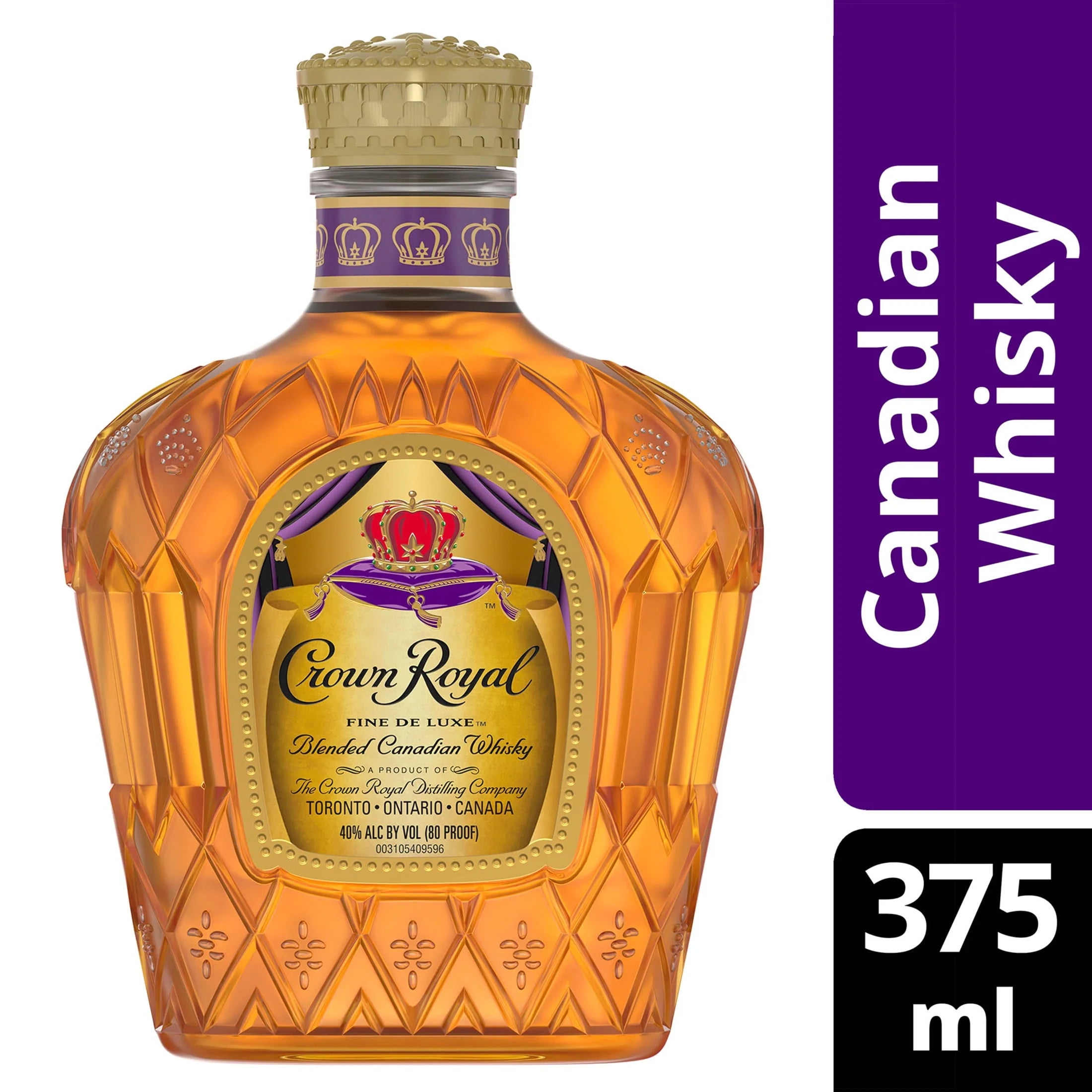 Crown Royal Fine De Luxe Blended Canadian Whisky, 375 mL Glass Bottle, 40% ABV