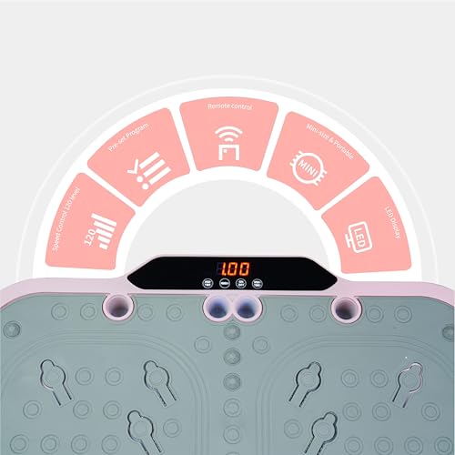 Vibration Plate Fitness Machine with Handle for Whole Body Workout Home Gym Pink S735