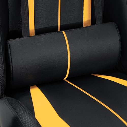 HOFFREE RGB Gaming Chair with Speakers and Footrest, Blue and Black B69323