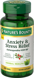 Nature's Bounty Anxiety & Stress Relief 聽Supplement, Ashwagandha KSM 66聽, 50 Ct