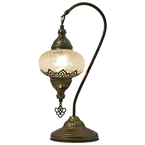 Mozaist Turkish Swan Neck Mosaic Table Lamp, Tiffany Stained Glass Desk Lamp L5162
