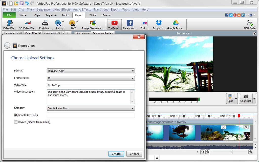 VideoPad Video Editor - Video Editing Software with Transitions and Effects J961