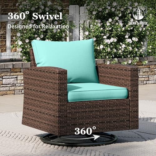 HERA'S HOUSE Patio Furniture Set with 56" Fire Pit Table, 6 Pieces 7 Seats Wicker Sectional Z546196