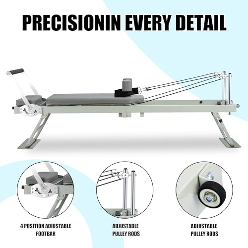 Pilates Reformer Machine for Home Workout, Foldable with Dual Resistance, 400 lbs Capacity E110