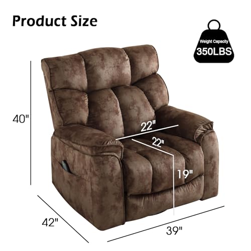 INZOY Massage Swivel Rocker Recliner with Heat and Vibration, Brown G989