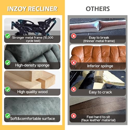 INZOY Massage Swivel Rocker Recliner with Heat and Vibration, Brown G989