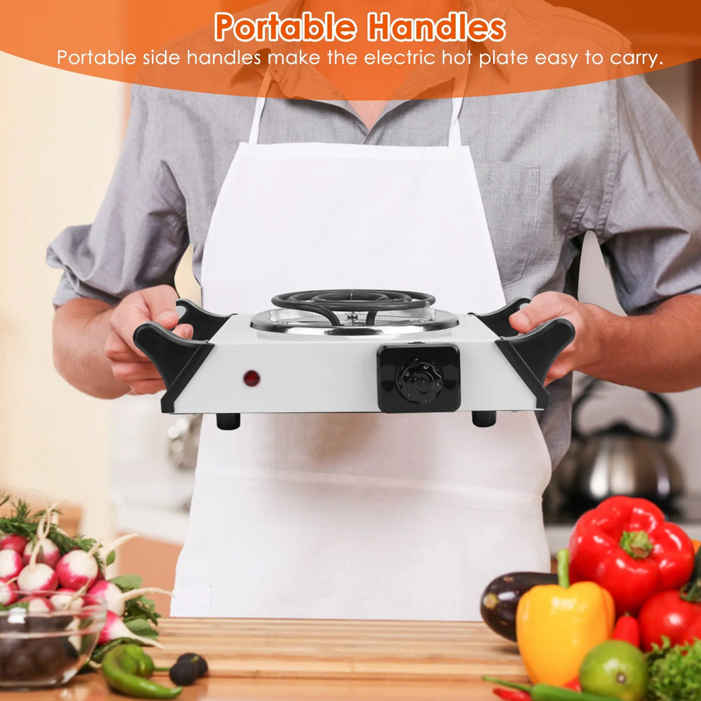 iMounTEK 1000W Electric Single Burner Portable Hot Plate with 5 Temperature Adjustments, White A6018