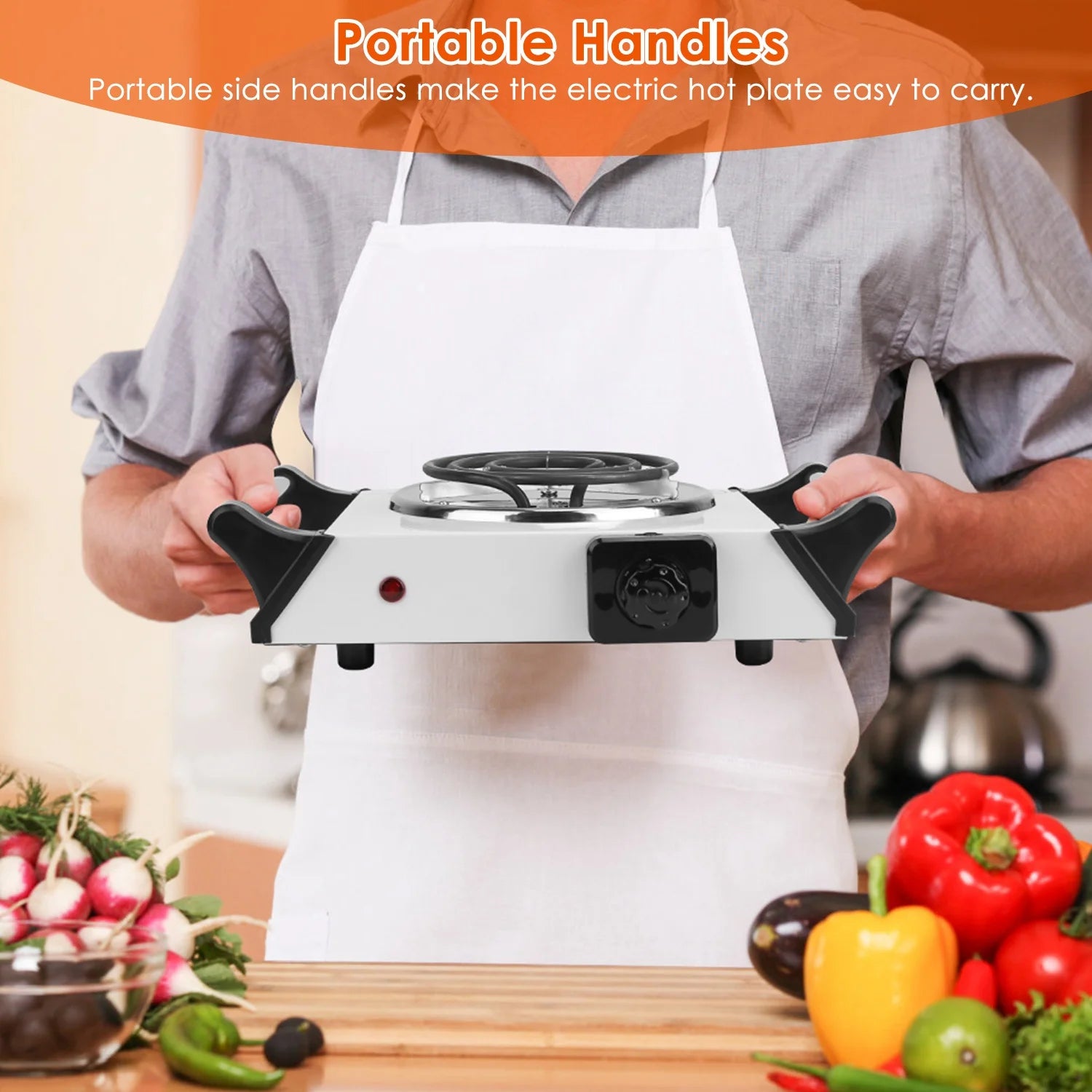 iMounTEK 1000W Electric Single Burner Portable Hot Plate with 5 Temperature Adjustments, White A6018