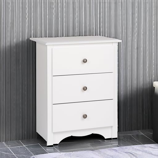 Prepac Sonoma Tall Nightstand with 3 Drawers, Black Q28004