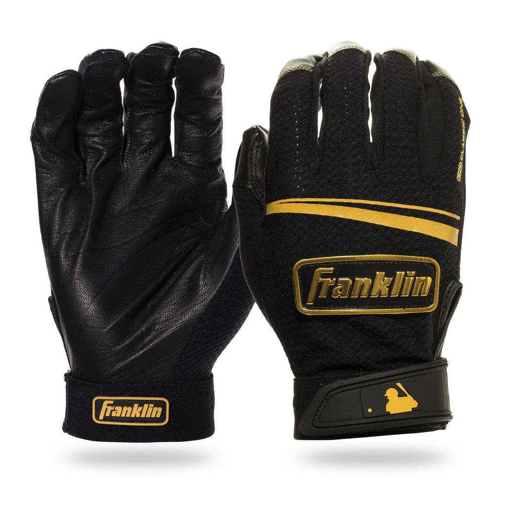 Franklin Sports MLB Classic One LT Batting Gloves - Black/Gold - Adult Small V877