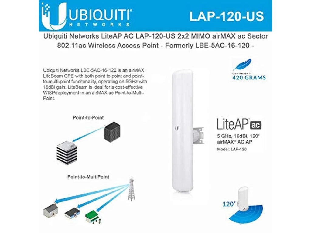 Ubiquiti LiteAP AC LAP-120 Wireless Access Point, 5 GHz W532505