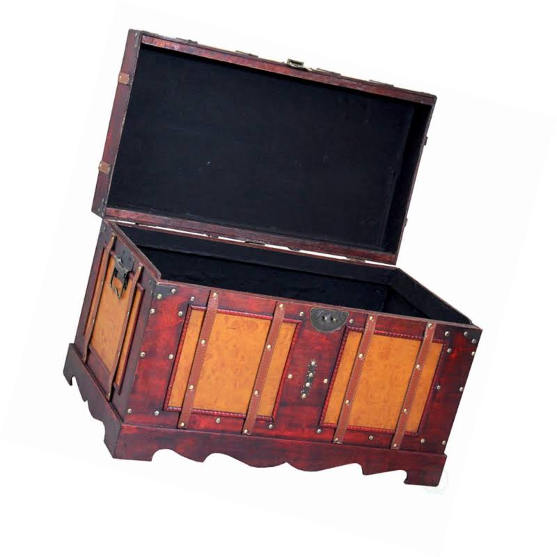 Vintiquewise Large Antique Style Steamer Trunk Storage Box B965742
