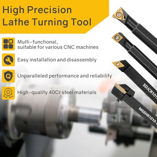 Indexable Lathe Turning Tool 21Pcs Kit 3/8'' 10mm Shank with Carbide Inserts Z5376