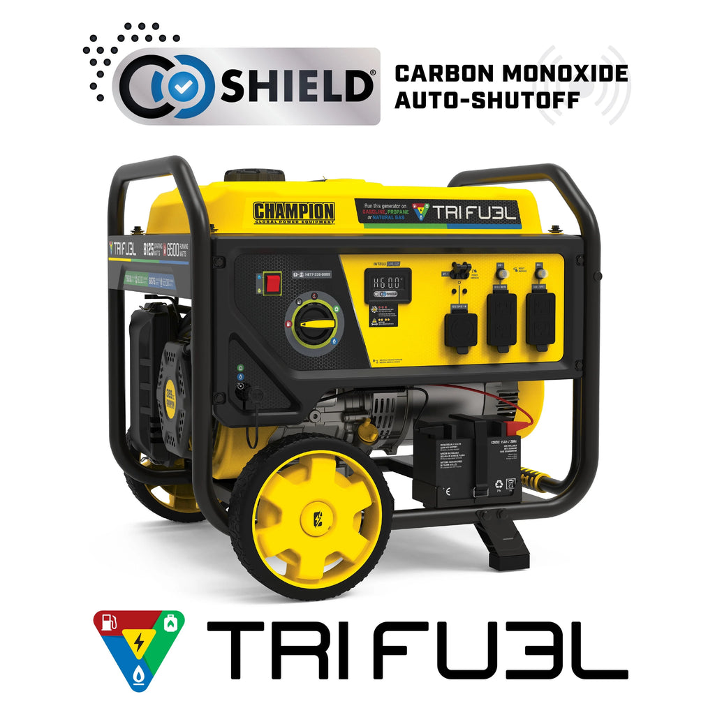 Champion Power Equipment 6500-Watt Tri-Fuel Portable Generator with CO Shield and Electric Start I89983