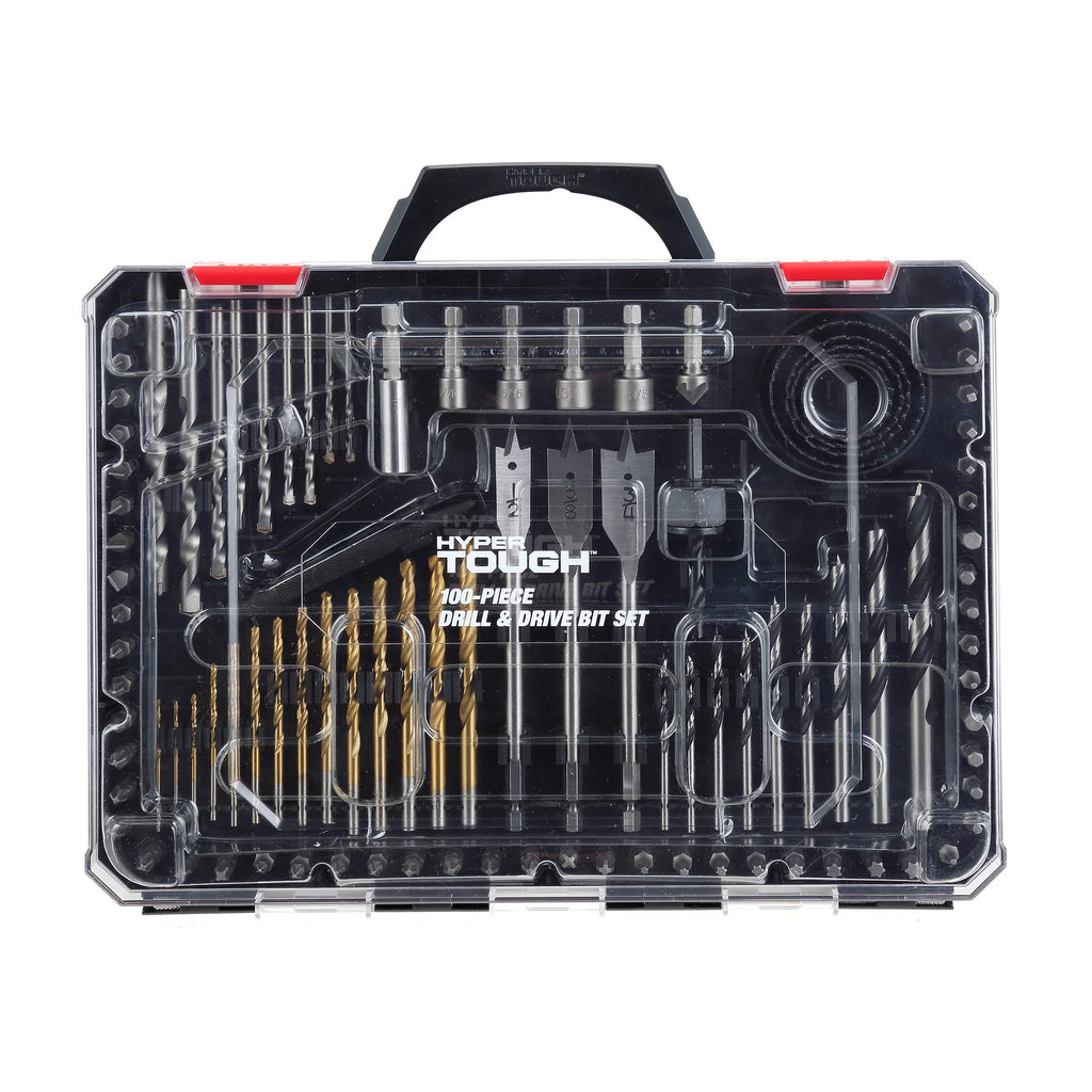 Hyper Tough 100 Piece Drill Bits Screwdriver Bits and Nut Driver Bits Set, Steel Material