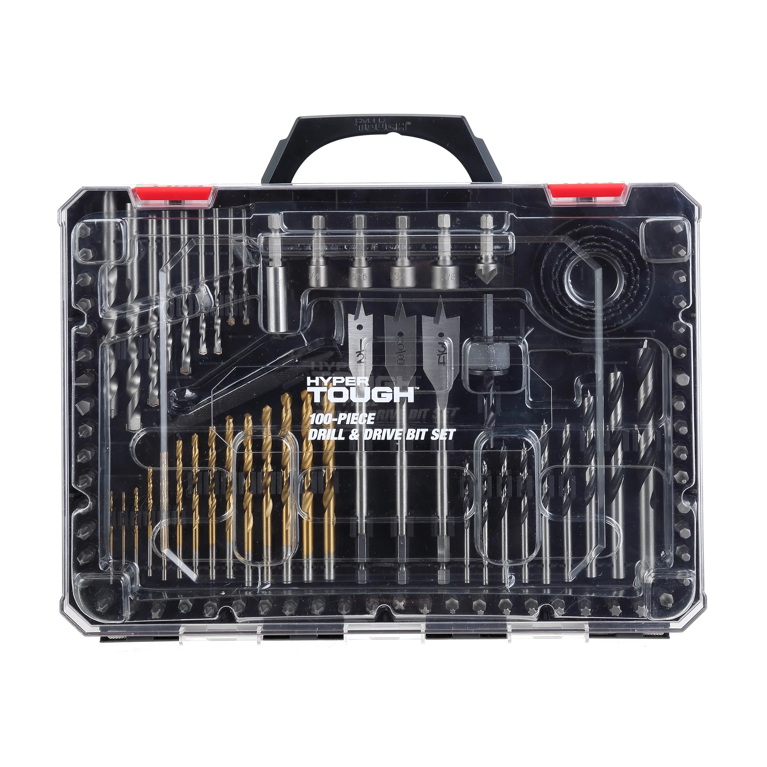 Hyper Tough 100 Piece Drill Bits Screwdriver Bits and Nut Driver Bits Set, Steel Material