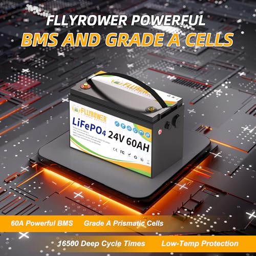 FLLYROWER 12V 100Ah LiFePO4 Battery with BMS for Marine RV Solar I833