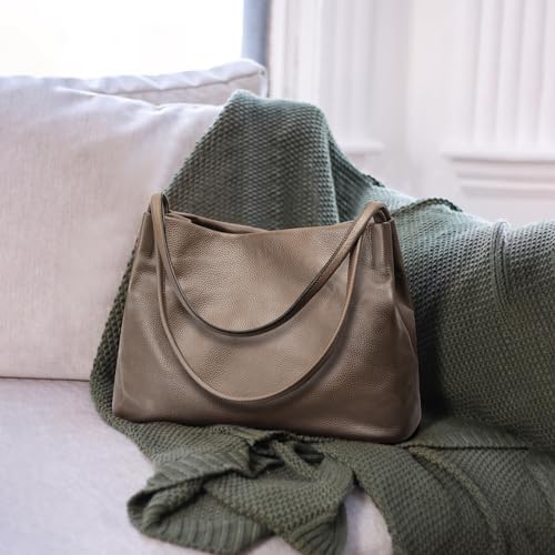 Kattee Leather Tote Bag for Women, Casual Shoulder Hobo Purse with Magnetic Snap Closure U606