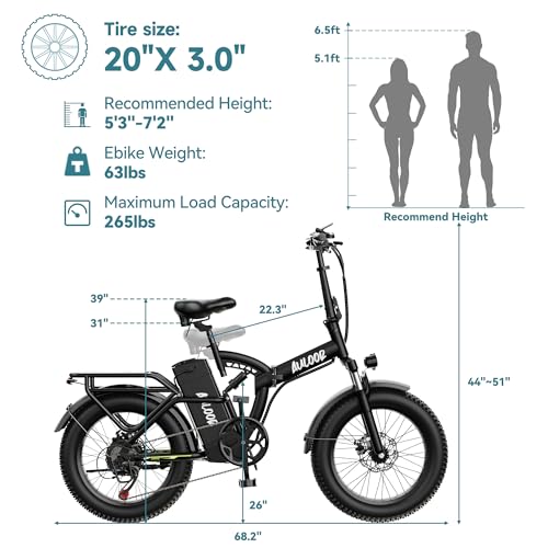 Folding Electric Bike 1000W 48V 20AH Removable Battery 20" Fat Tire for Adults C847123