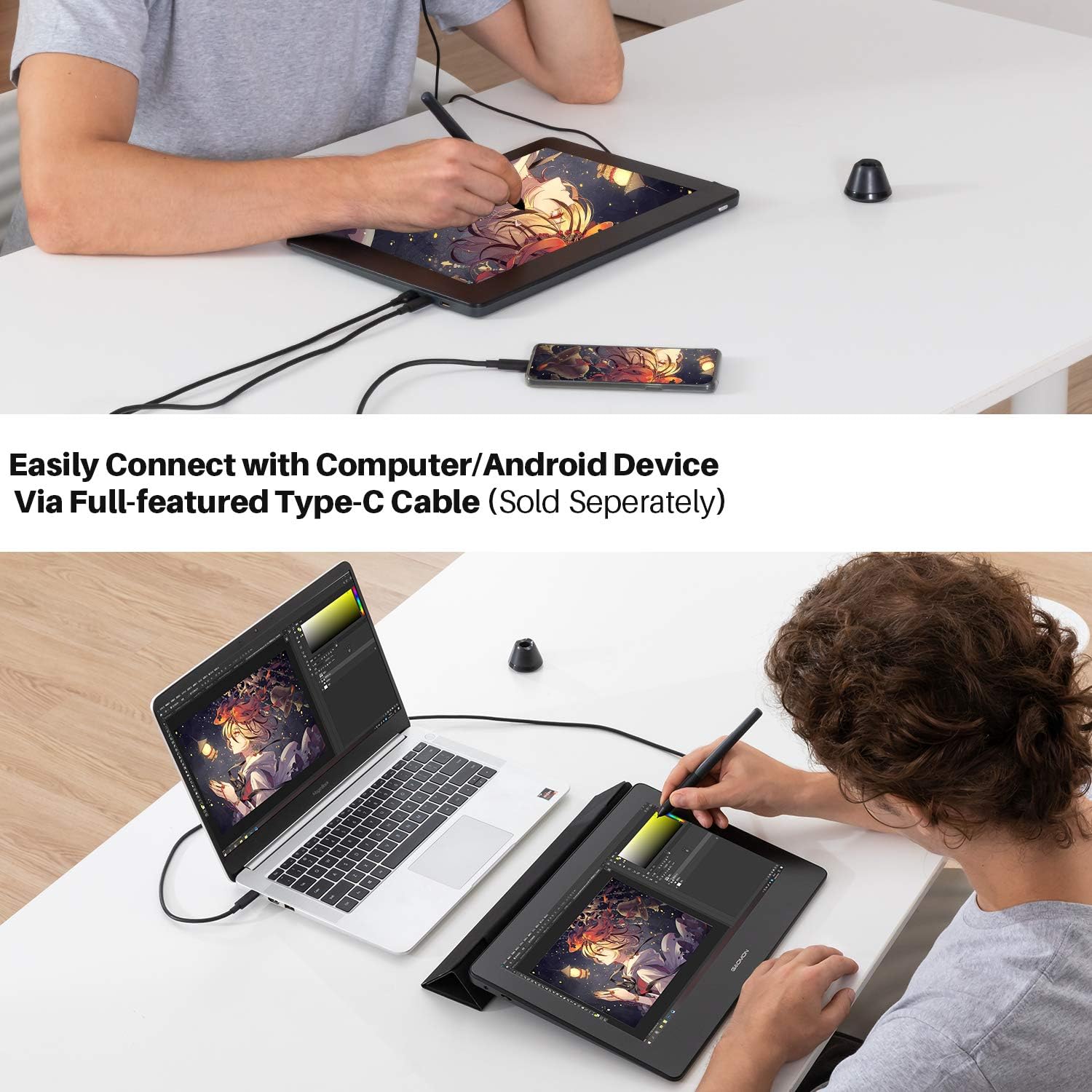 GAOMON PD1320 13.3 Inch Graphics Drawing Tablet with Pen Display, Gray J4203