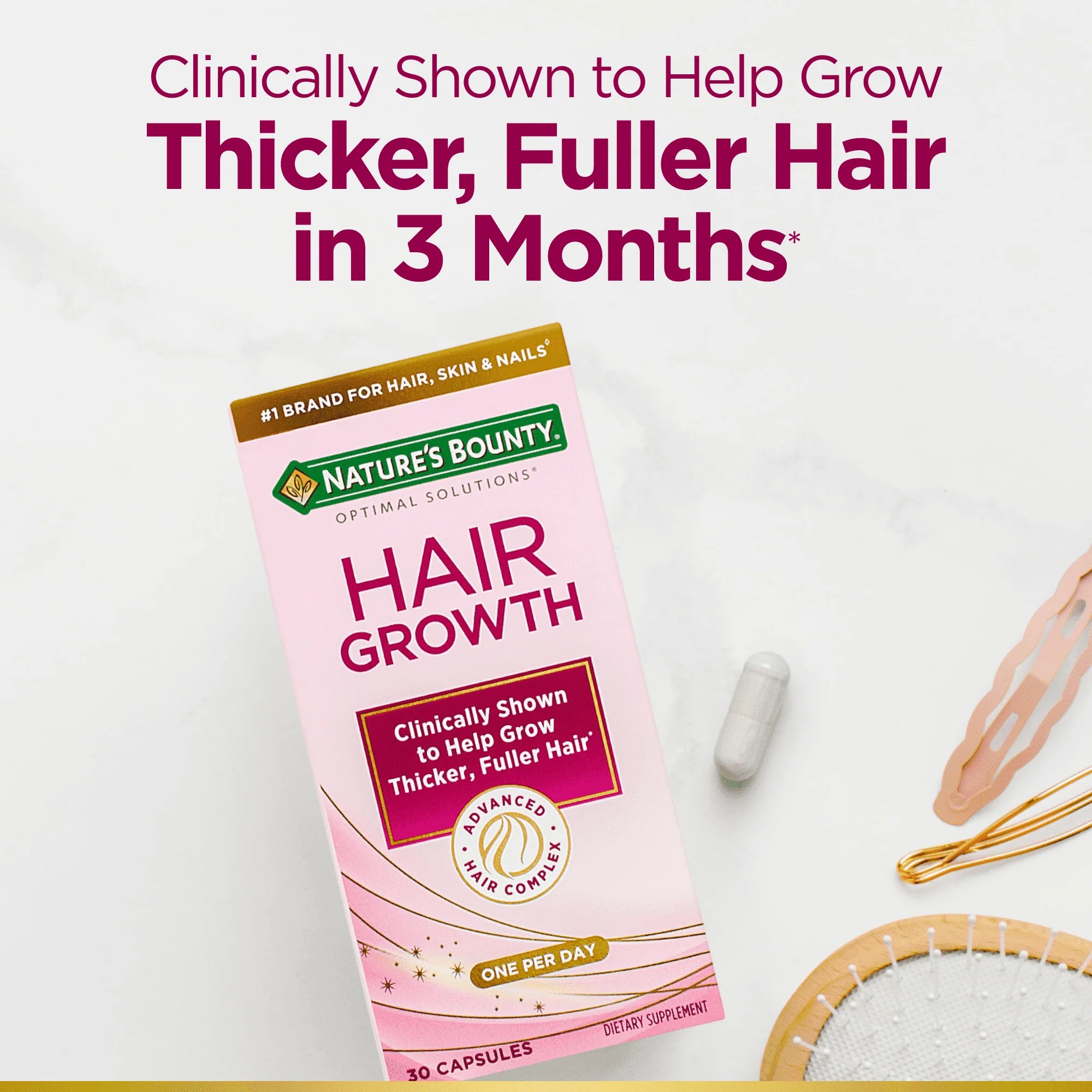 Nature's Bounty Optimal Solutions Hair Growth Supplement for Women with Biotin, 30 Capsules A372744