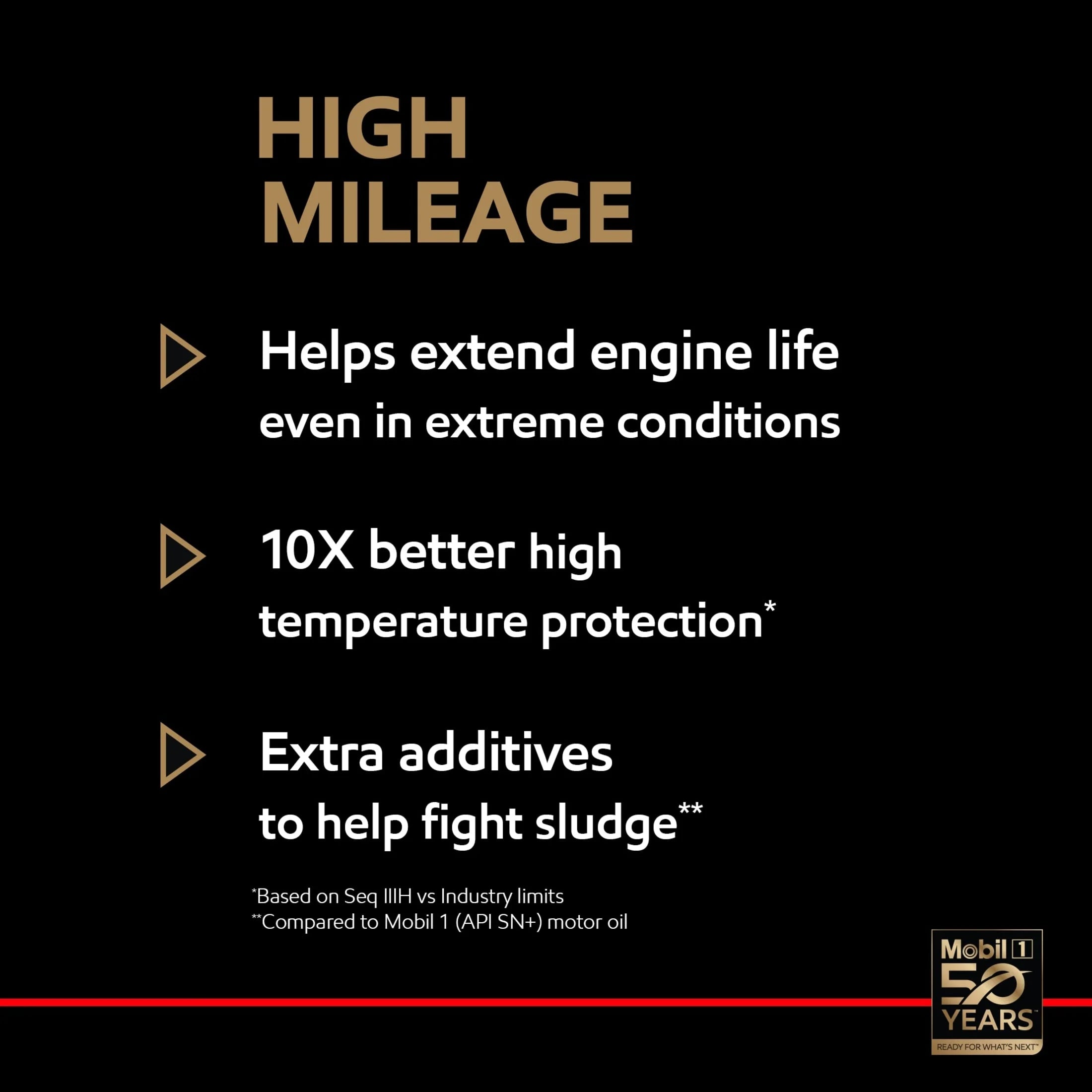 Mobil 1 High Mileage Full Synthetic Motor Oil 5W-20, 1 Quart Q8465