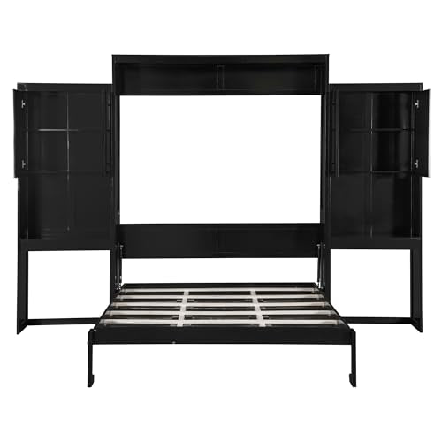 SOFTSEA Queen Murphy Bed with Desk and Storage, Espresso S562