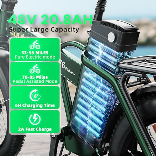 Folding Electric Bike 1000W 48V 20AH Removable Battery 20" Fat Tire for Adults C847123